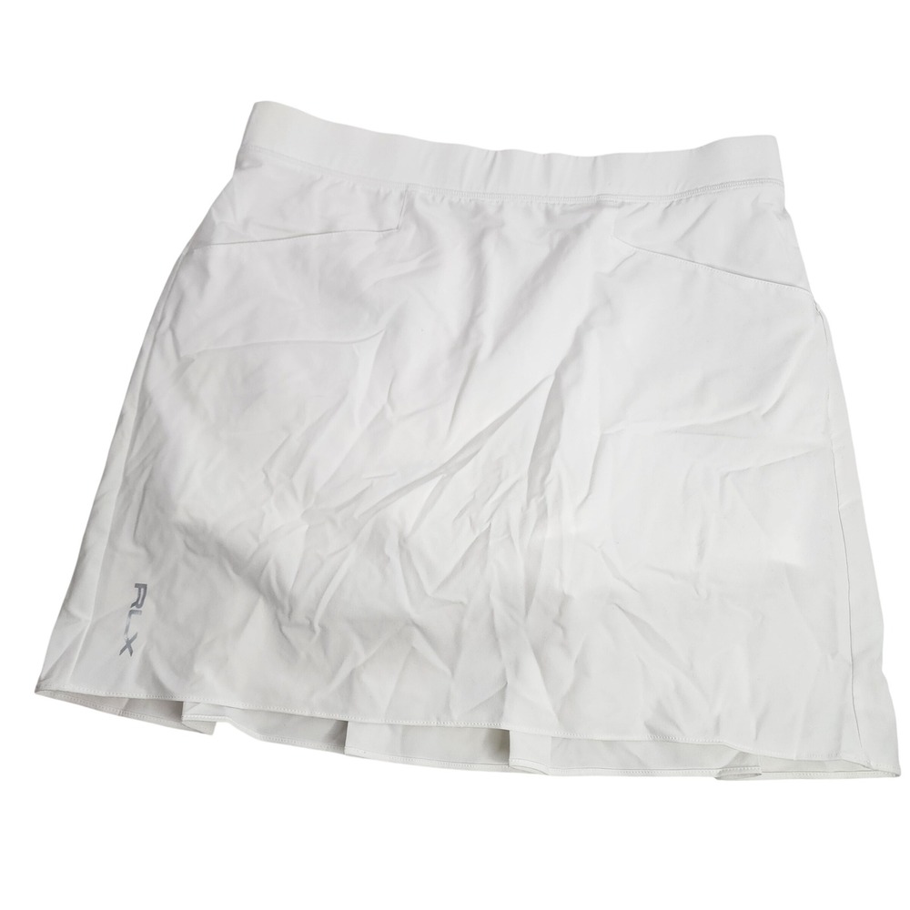 RLX Ralph Lauren Golf Skort Women XL White Pleated Stretch Athletic Skirt